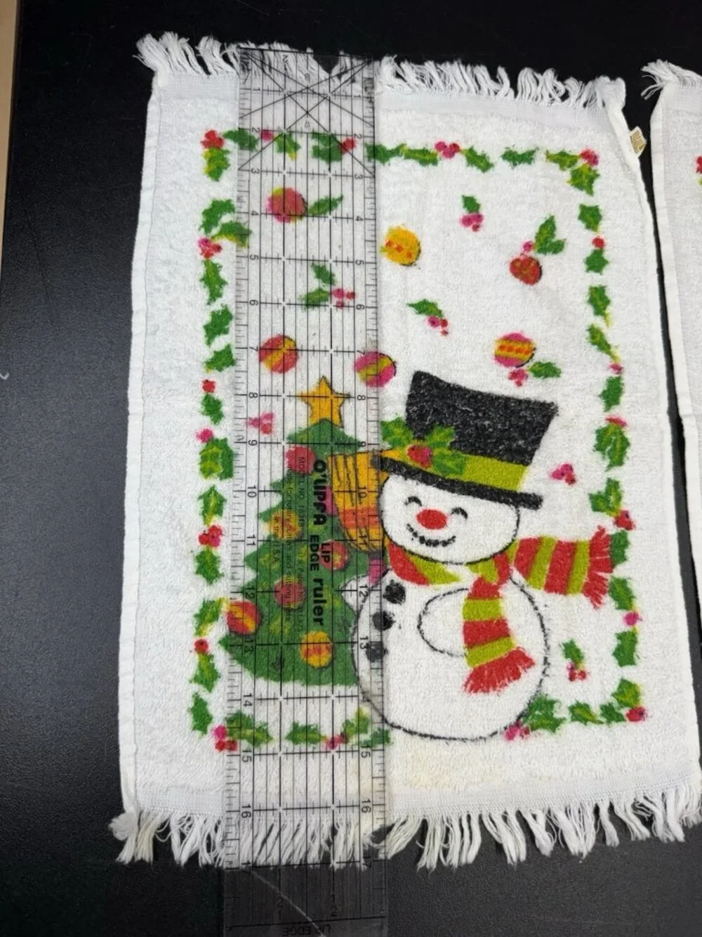 Vintage Retro MCM Christmas Snowman Terry Dish Kitchen Tea Hand Towel Lot Of 2